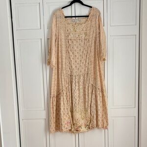 Magnolia Pearl Beige Floral Midi Dress